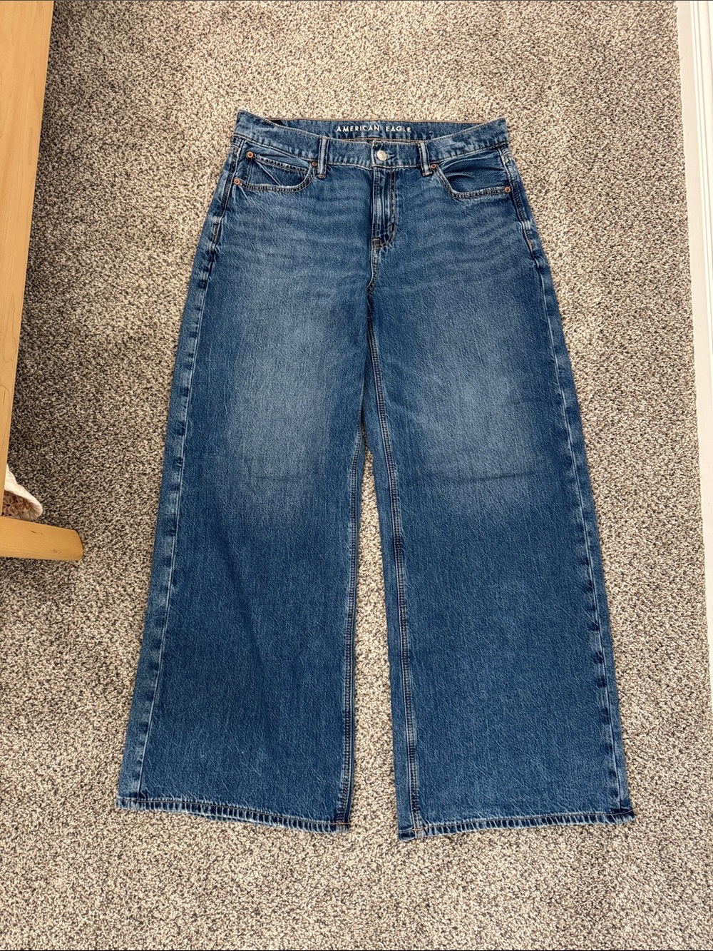 American Eagle Outfitters Wide-Leg High-Rise Jeans - Blue Denim